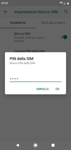Inserisci Nuovo PIN della SIM e seleziona OK