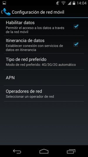 Activar o desactivar Itinerancia de datos