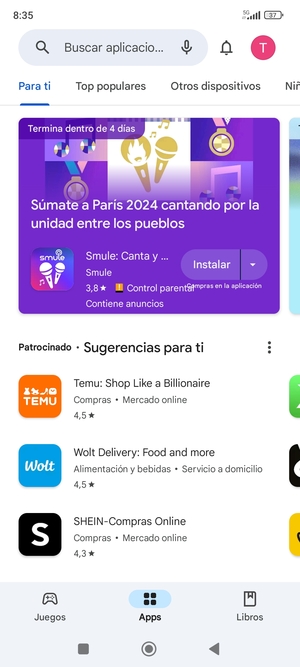 Seleccione la barra de Búsqueda