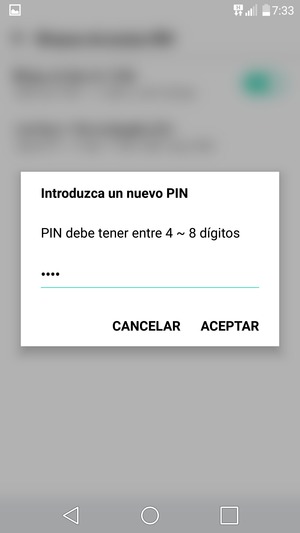 Introduzca su Nuevo PIN y seleccione ACEPTAR