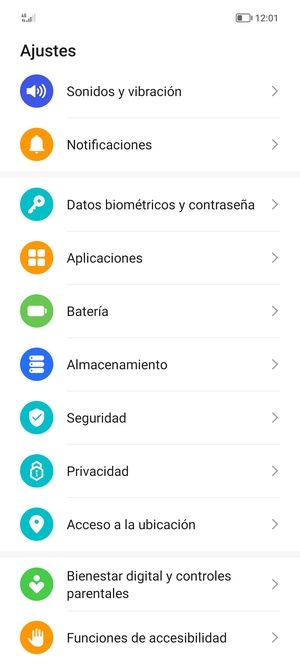 Desplácese y seleccione Seguridad