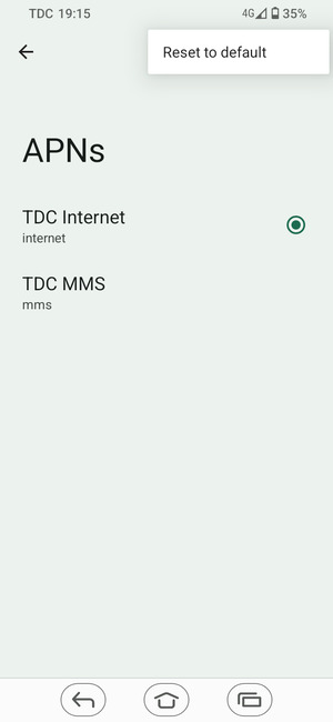 Select Reset to default