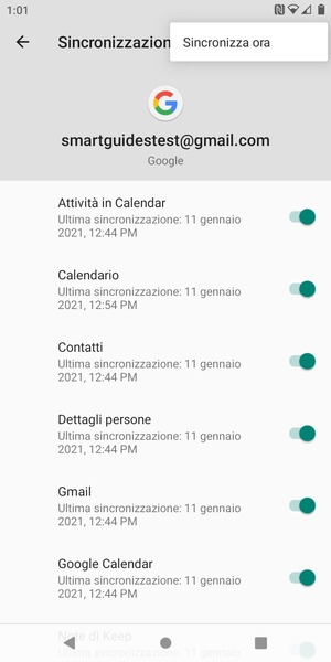 Seleziona Sincronizza ora