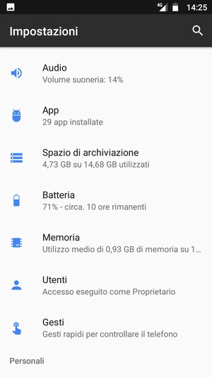 Scorri e seleziona Batteria