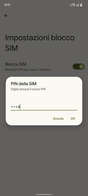 Conferma il nuovo PIN della SIM e seleziona OK