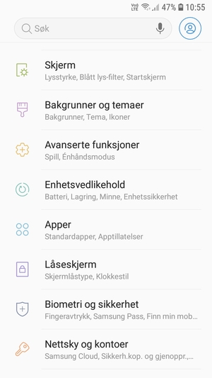 Bla til og velg Biometri og sikkerhet