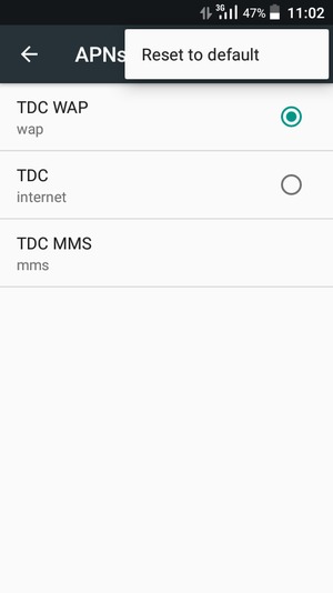 Select Reset to default