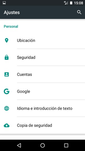 Desplácese y seleccione Seguridad