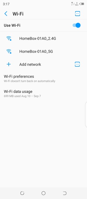 Select the wireless network you want to connect to