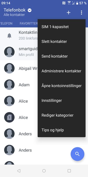 Velg Administrere kontakter