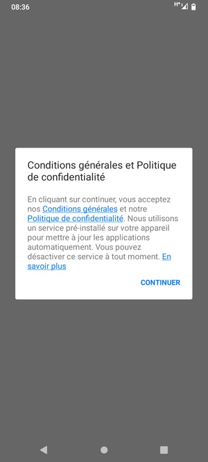 Sélectionnez CONTINUER