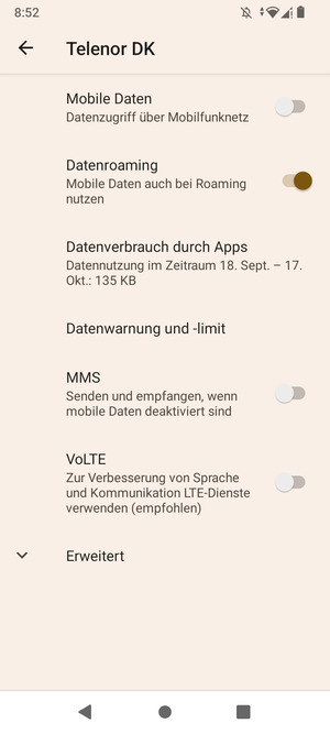 Schalten Sie Datenroaming an oder aus
