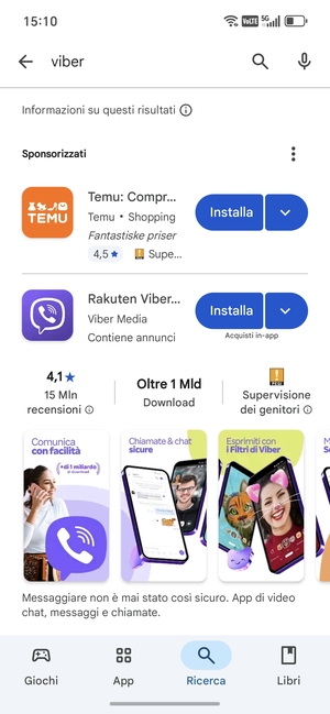 Seleziona l'applicazione