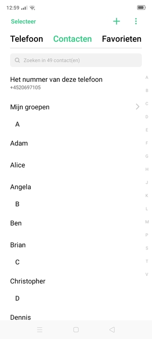 Selecteer de Menu-knop