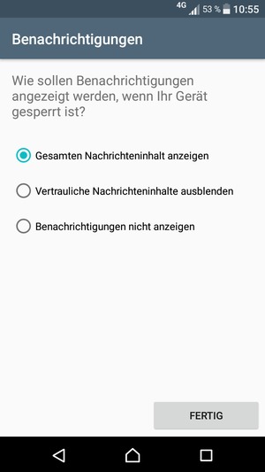 Wählen Sie die gewünschte Option und wählen Sie FERTIG