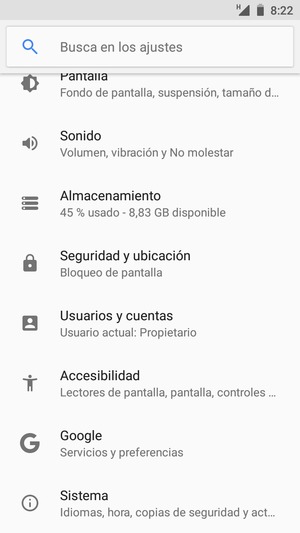 Desplácese y seleccione Sistema
