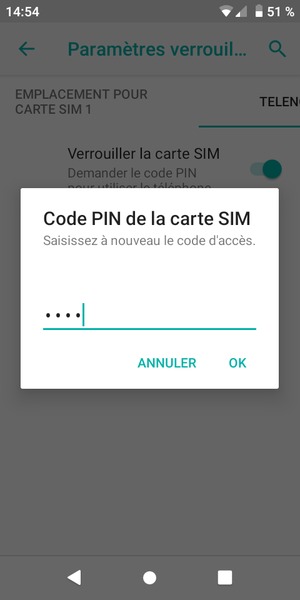 Veuillez confirmer votre nouveau code PIN de la carte SIM et sélectionner OK