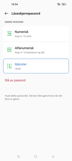 Telefonen din er nå sikret med en skjermlås