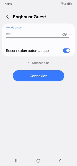 Saisissez le mot de passe du Wi-Fi et sélectionnez Connexion
