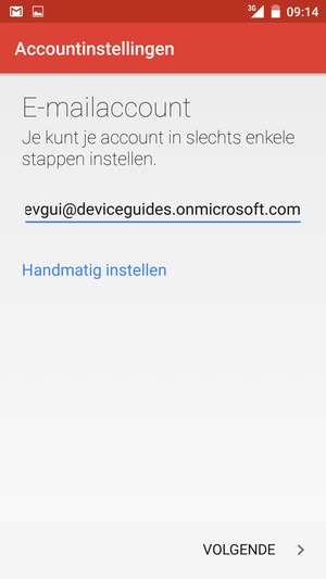 Voer uw e-mailadres in en selecteer Handmatig instellen