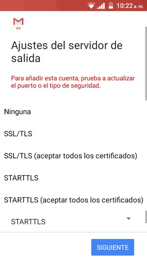 Seleccione Ninguna y SIGUIENTE