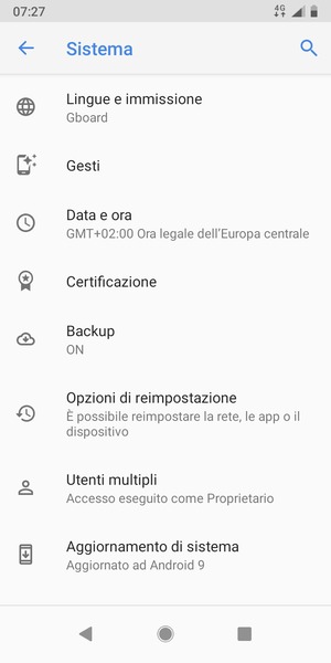 Seleziona Aggiornamento di sistema