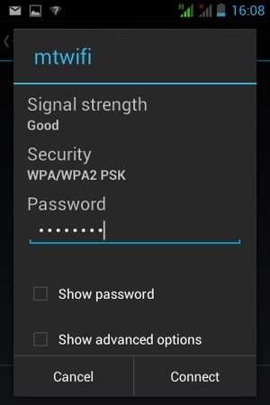 Enter the Wi-Fi password and select Connect