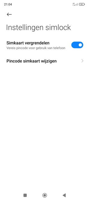 Selecteer Pincode simkaart wijzigen