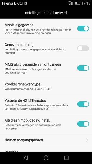 Selecteer Voorkeursnetwerktype