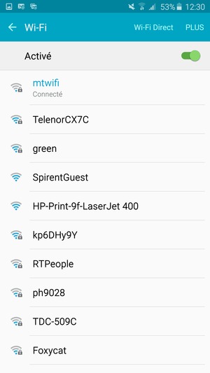 Vous êtes maintenant connecté au réseau Wi-Fi