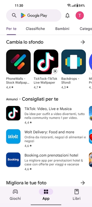 Seleziona la barra di ricerca