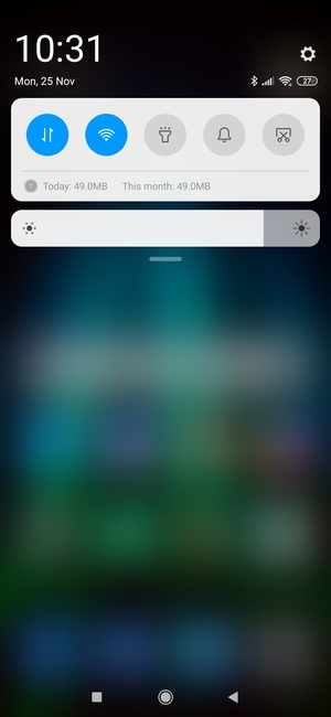 Slide down the top menu again