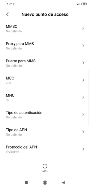 Desplácese hacia abajo e introduzca la información MMS
