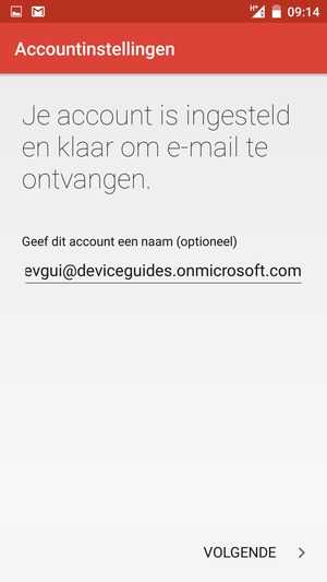 Geef uw account een naam en selecteer VOLGENDE