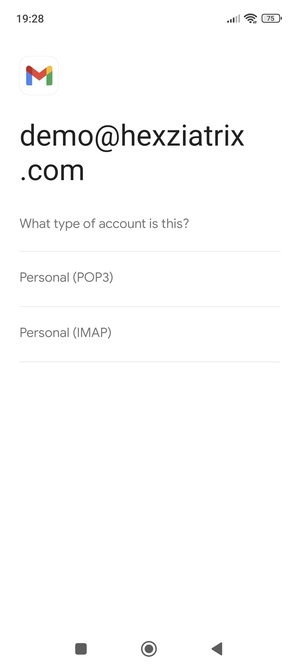 Select Personal (POP3) or Personal (IMAP)