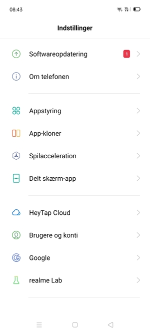 Scroll til og vælg Softwareopdatering
