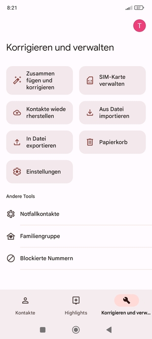 Wählen Sie SIM-Karte verwalten