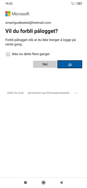 Velg ønsket alternativ