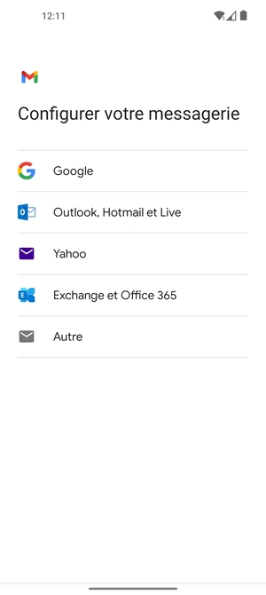 Sélectionnez Outlook, Hotmail et Live