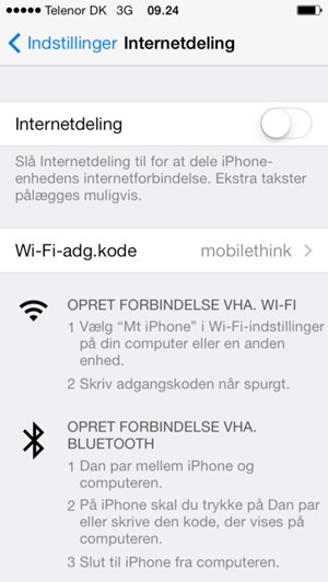 Slå Internetdeling til
