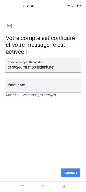 Donnez un nom à votre compte et saisissez votre nom. Sélectionnez SUIVANT