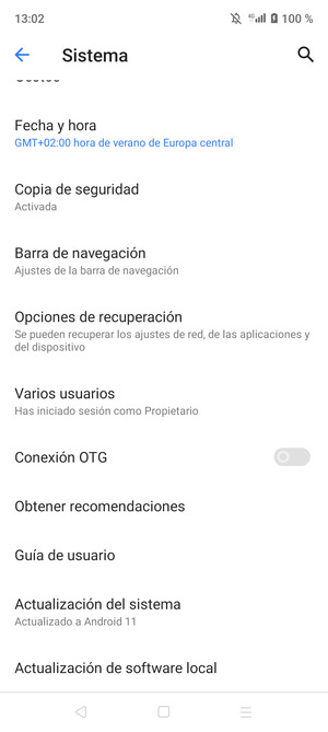 Seleccione Actualización del Sistema
