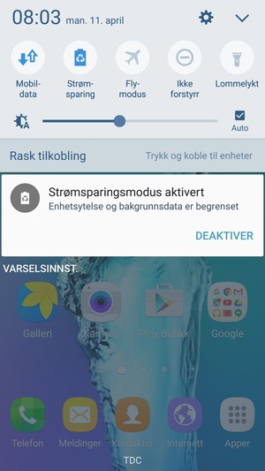 Slå på Strømsparing