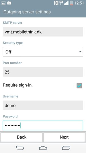 Enter Outgoing server address
