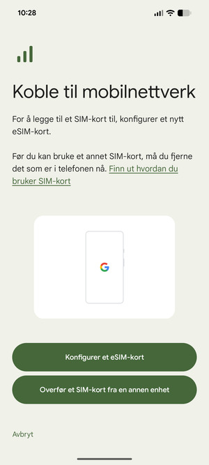Velg Konfigurer et eSIM-kort
