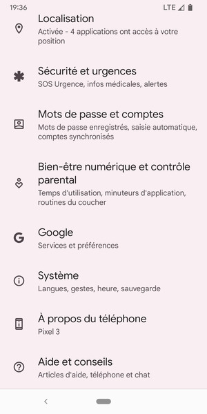 Faites défiler et sélectionnez Système