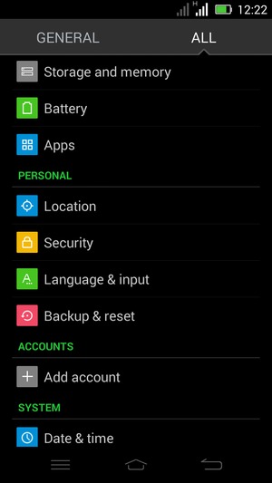 Scroll to and select Security