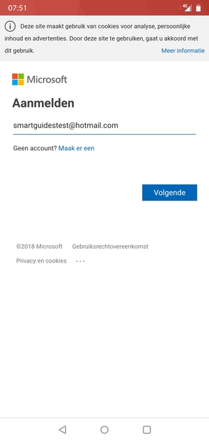 Voer uw e-mailadres in en selecteer Volgende