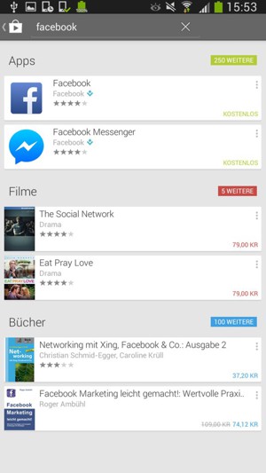 Wählen Sie die App