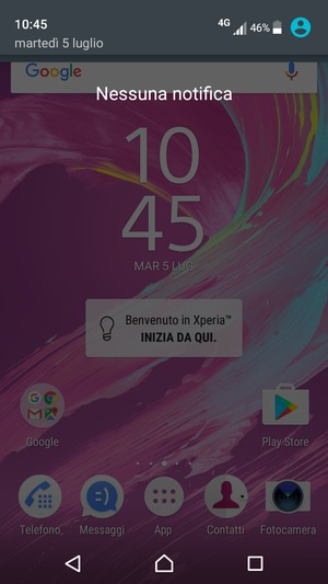 Scorri nuovamente verso il basso il menu in alto